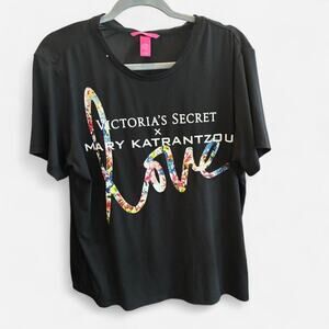 Victoria's Secret x Mary Katrantzou black t-shirt sz Lg